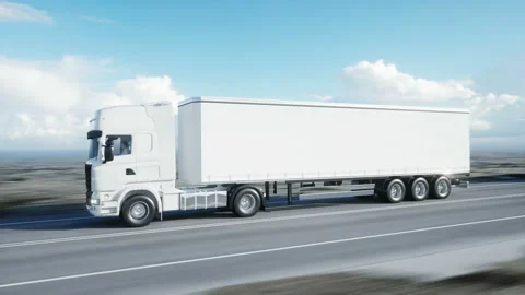 Convoy of white trucks. semi trailer on the road, highway. Transports, logistics Stock-Footage