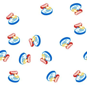 Convversation customer testimonial isometric icon seamless pattern Stock Illustration