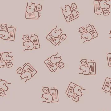Convversation customer testimonial line seamless pattern Stock Illustration