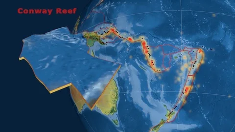 Conway Reef tectonics featured. Topograp... | Stock Video | Pond5