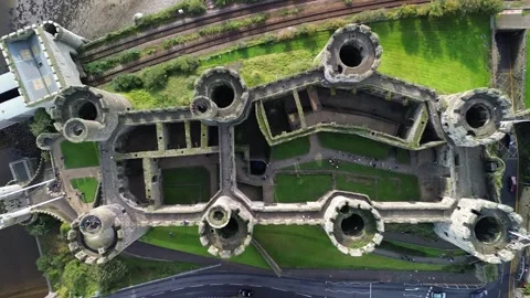 CONWY CASTLE DRONE OVERHEAD Video stock 254091591