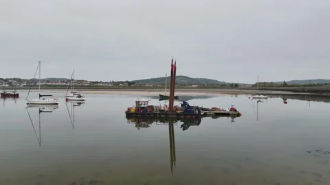 Conwy Castle over River Convy from a drone, Convy, North Wales, England Stock-Footage 319946676