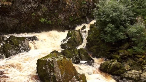 Conwy Falls on the River Conwy in North Wales Stock Footage 80595311