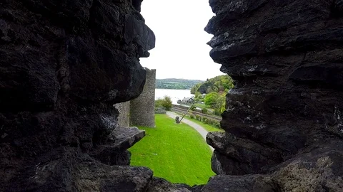 Conwy wall view Stock Footage 77887084