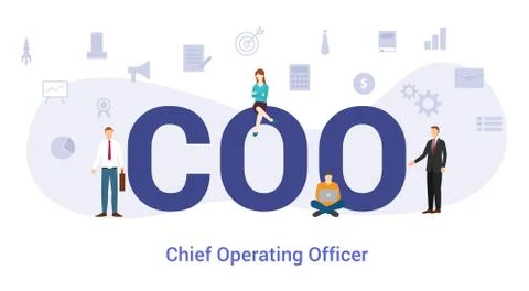 Coo chief operating officer concept with big word or text and team people wit Stock-Illustration