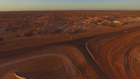 Coober Pedy drone opal mining fields 4k Stock Footage 216451103