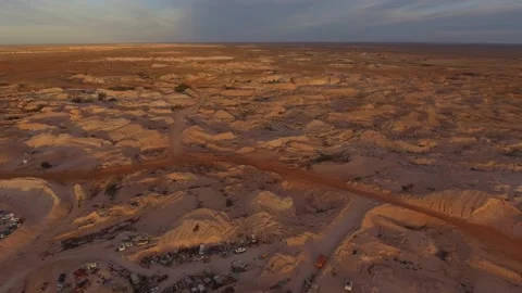 Coober Pedy opal mining fields and township 4k Stock Footage 216447292