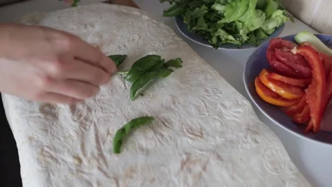 Coocking vegetable roll Stock Footage 155112332