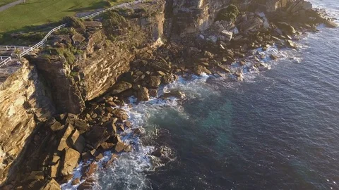 Coogee Rock Cliff Stock Footage 75879393