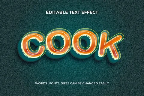 Cook 3d editable text effect Illustrazione stock