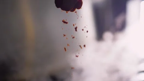 Cook adding spices to food Video stock 140983782