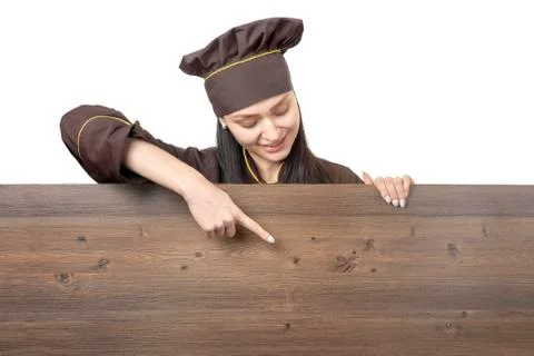 Cook advertises pointing down Stock Photos