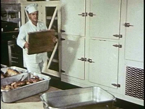 A cook on an Air Force base carves chick... | Stock Video | Pond5