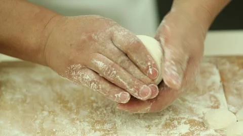 Cook and noodles roll out leather bags and buns (2) Stock Footage 202163207