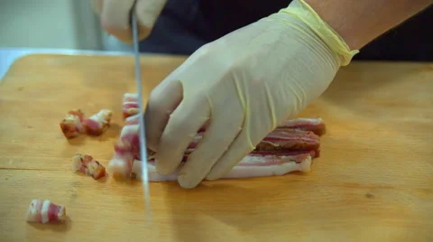 Cook the bacon slices for serving Video stock 66459943