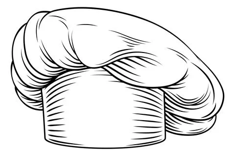 Cook Baker Chef Hat Cap Woodcut Illustration イラスト素材