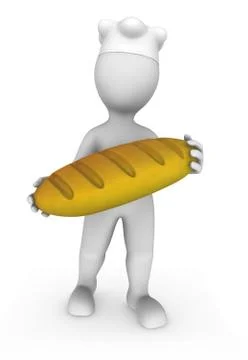 The cook with big roll in hands. 3d illustration. Stock Illustration
