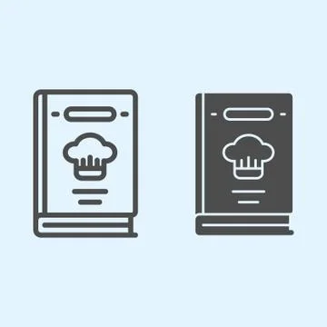 Cook book line and solid icon. Recipes closed pocketbook with cap sign. Home 스톡 일러스트