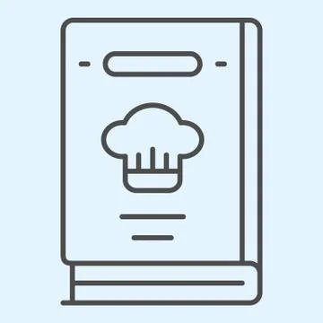 Cook book thin line icon. Recipes closed pocketbook with cap sign. Home-style Stock Illustration