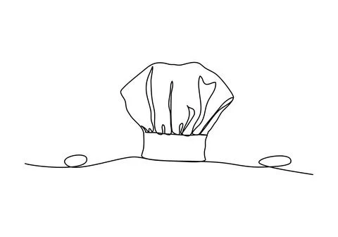 Cook cap one line drawing. Vector illustration. Stock Illustration