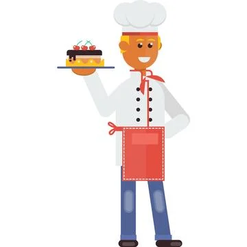 Cook chef with cake vector baker icon Stock Illustration