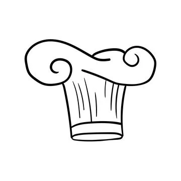 Cook chef hat or cap in outline sketch cartoon style. Coloring vector hand drawn Stock Illustration