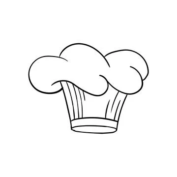 Cook chef hat or cap in outline sketch cartoon style. Coloring vector hand drawn Stock Illustration