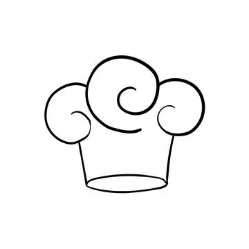 Cook chef hat or cap in outline sketch cartoon style. Coloring vector hand drawn Stock Illustration