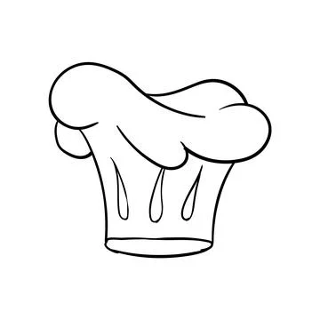 Cook chef hat or cap in outline sketch cartoon style. Coloring vector hand drawn Stock Illustration