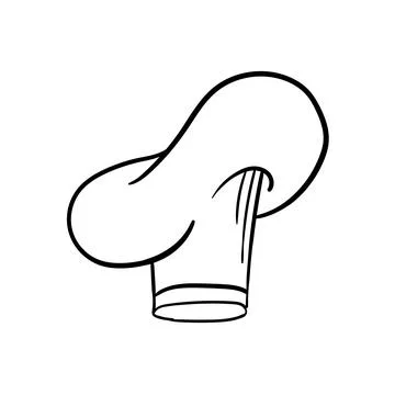 Cook chef hat or cap in outline sketch cartoon style. Coloring vector hand drawn Stock Illustration