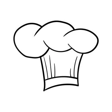 Cook chef hat or cap in outline sketch cartoon style. Coloring vector hand drawn Stock Illustration