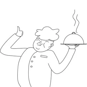 Cook-chef showing a dish, and shows that it is very good Stock Illustration