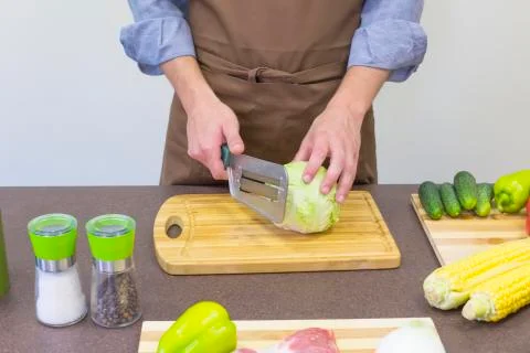 Cook chopped cabbage Stock Photos