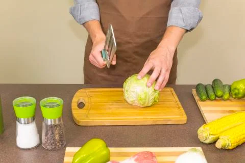 Cook chopped cabbage Stock Photos