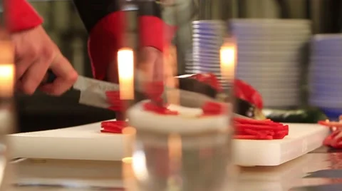 Cook chopped pepper Stock Footage 49314336