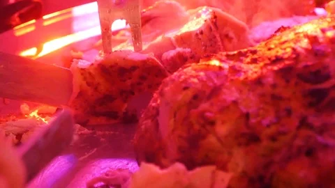 The cook cut the meat Stock Footage 99136553