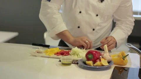 Cook cut vegetables Stock Footage 52778264