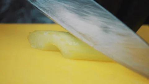 Cook cuts cucumber Stock Footage 88718029