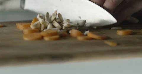 The cook cuts with a knife Stock Footage 112102715