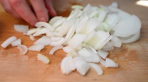 The cook cuts onions Stock-Footage 51160302