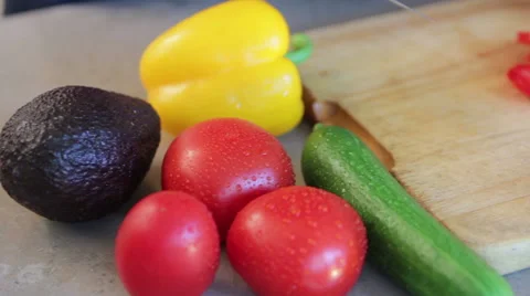 Cook cutting tomato Stock Footage 40986623