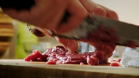 Cook Cutting Wild Venison Deer Meat Stock Footage 107565002