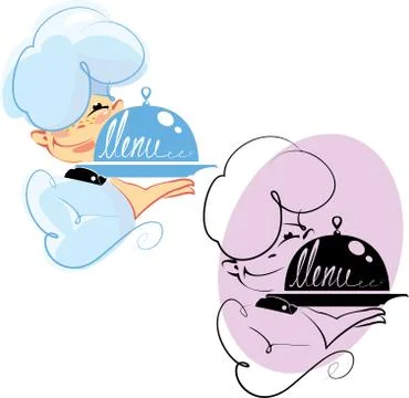 Cook with a delicious dish - menu icon for restaurant or cafe Stock Illustration