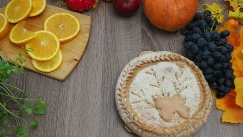 Cook a dinner chicken oranges.  Roasted Turkey. Thanksgiving, Christmas dinner. 스톡 동영상 257590483