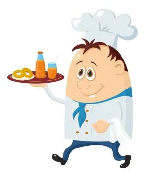 Cook with drinks Stock Illustration