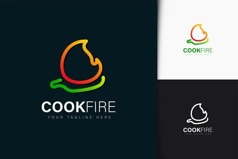 Cook fire logo design with gradient Stock Illustration