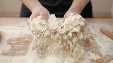 Cook Flour In Hands Stock Footage 273499542