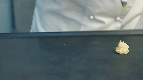 Cook forms billets of cakes for subsequent baking Video stock 104936785