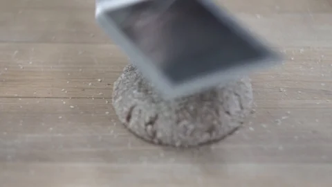 Cook forms a burger patty with a spatula Video stock 106631381