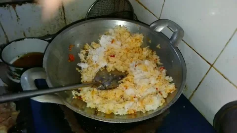 Cook fried rice Stock Footage 220390586